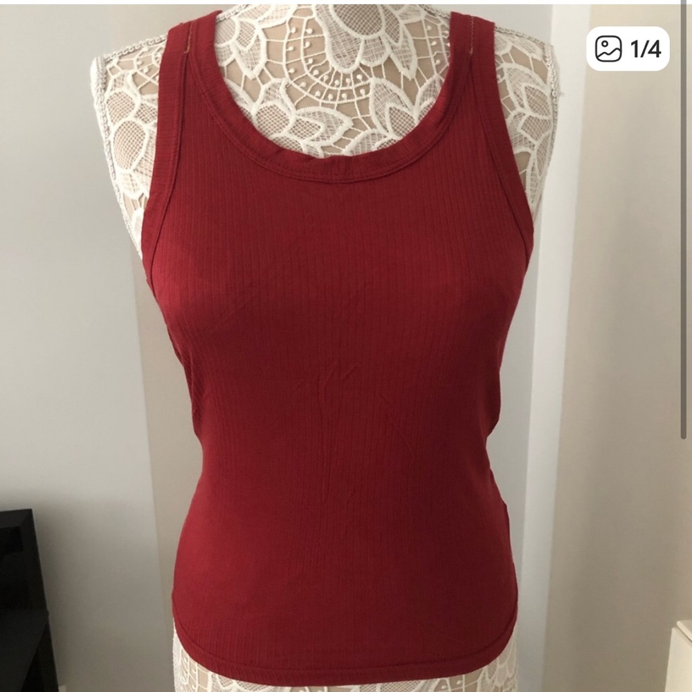 Motivi Ribbed Tieback Tank Top - terracotta